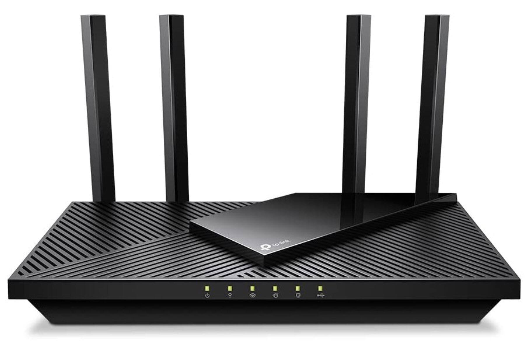 Front. TP-Link - Refurbished Archer AX3000 Pro Wi-Fi 6 Router - Black.