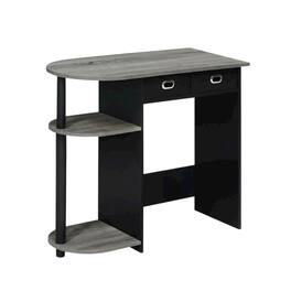 BisonOffice - Black and Grey Laptop Desk with Steel Frame and Spacious Surface - French Oak Grey/Black/Black