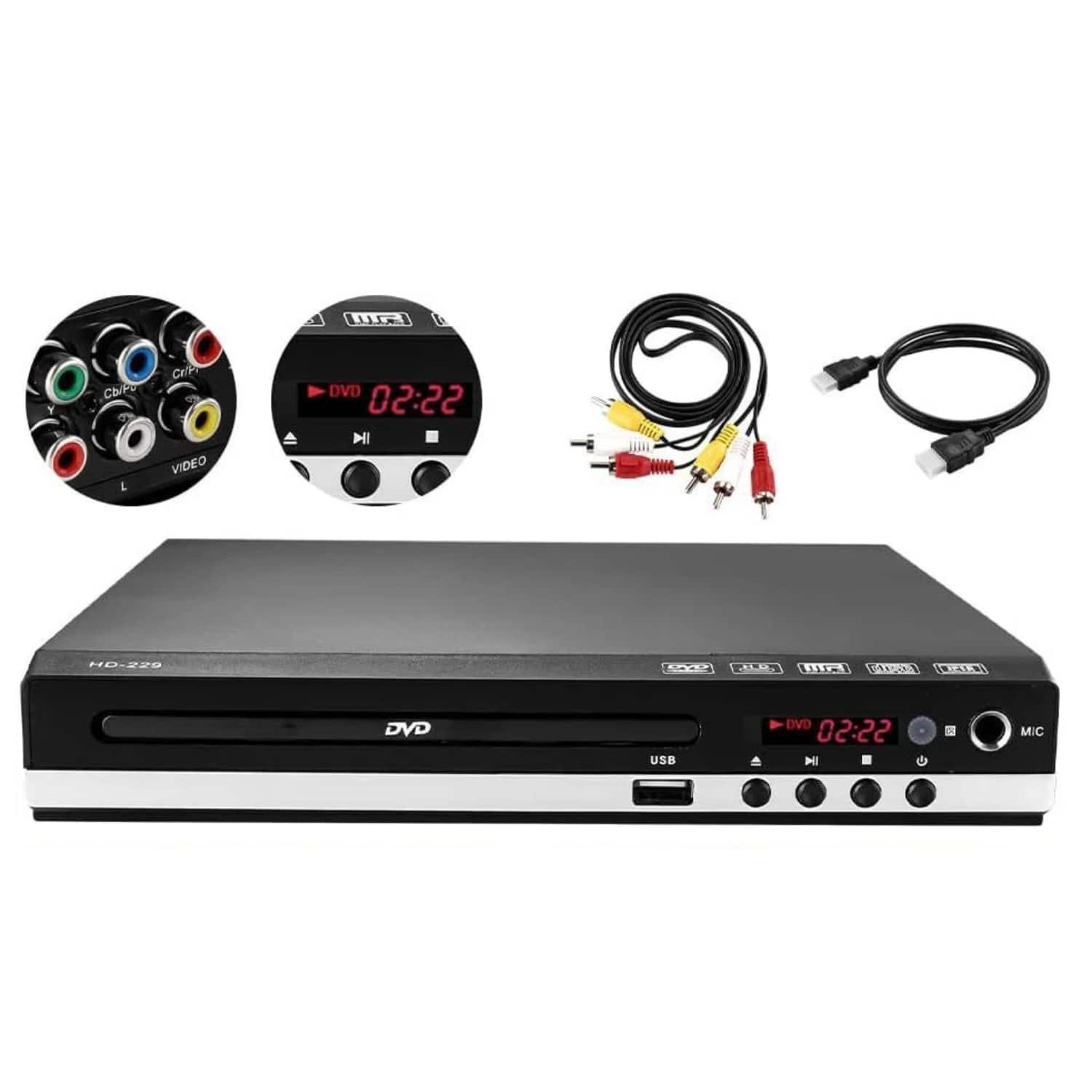 Stock Preferred - 1080p All-Region Free DVD Player Compact HDMI RCA DVD/CD/USB Multimedia Player with Remote Control