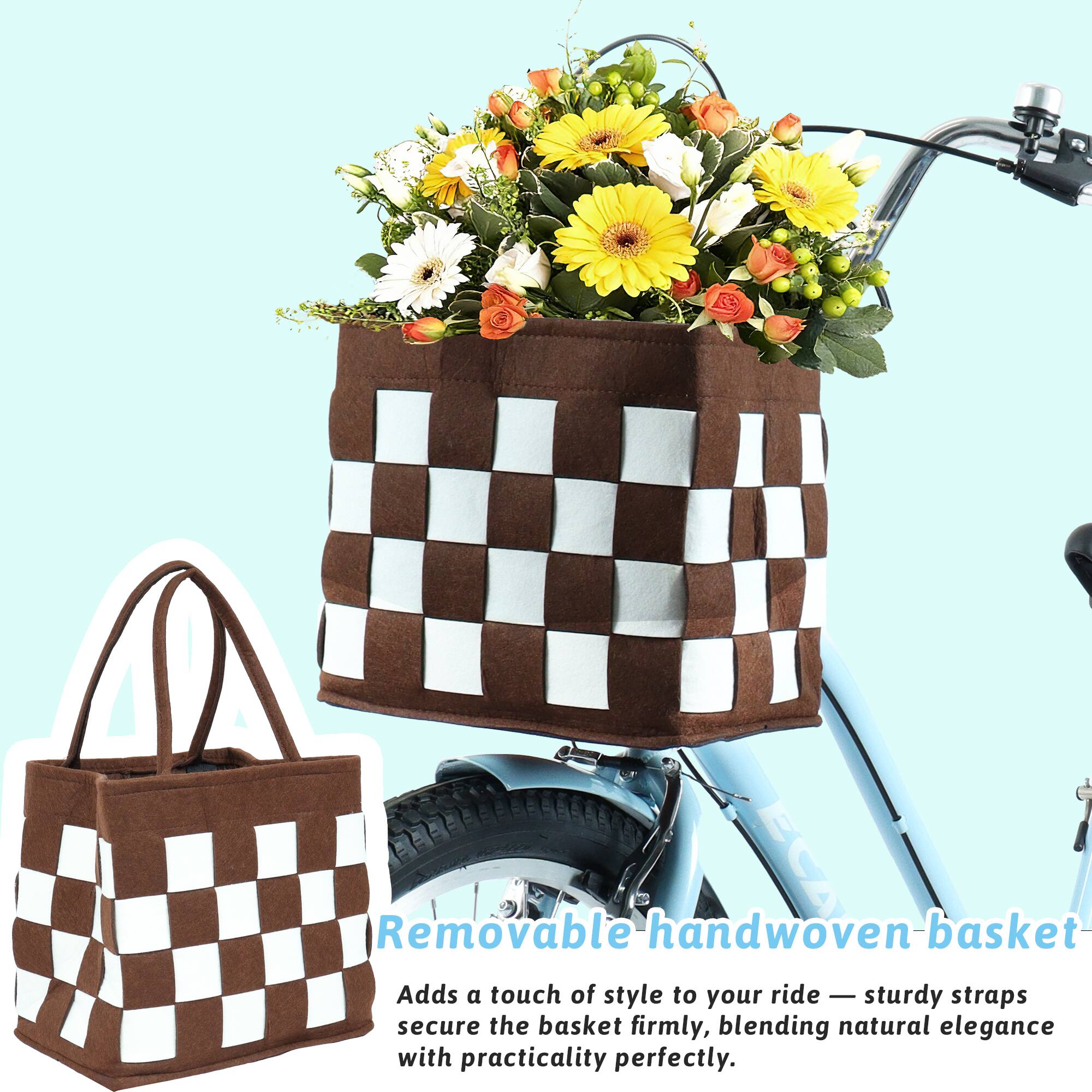 Removable handwoven basket - Adds a touch of style to your ride - sturdy straps secure the basket firmly, blending natural elegance with practicality perfectly.