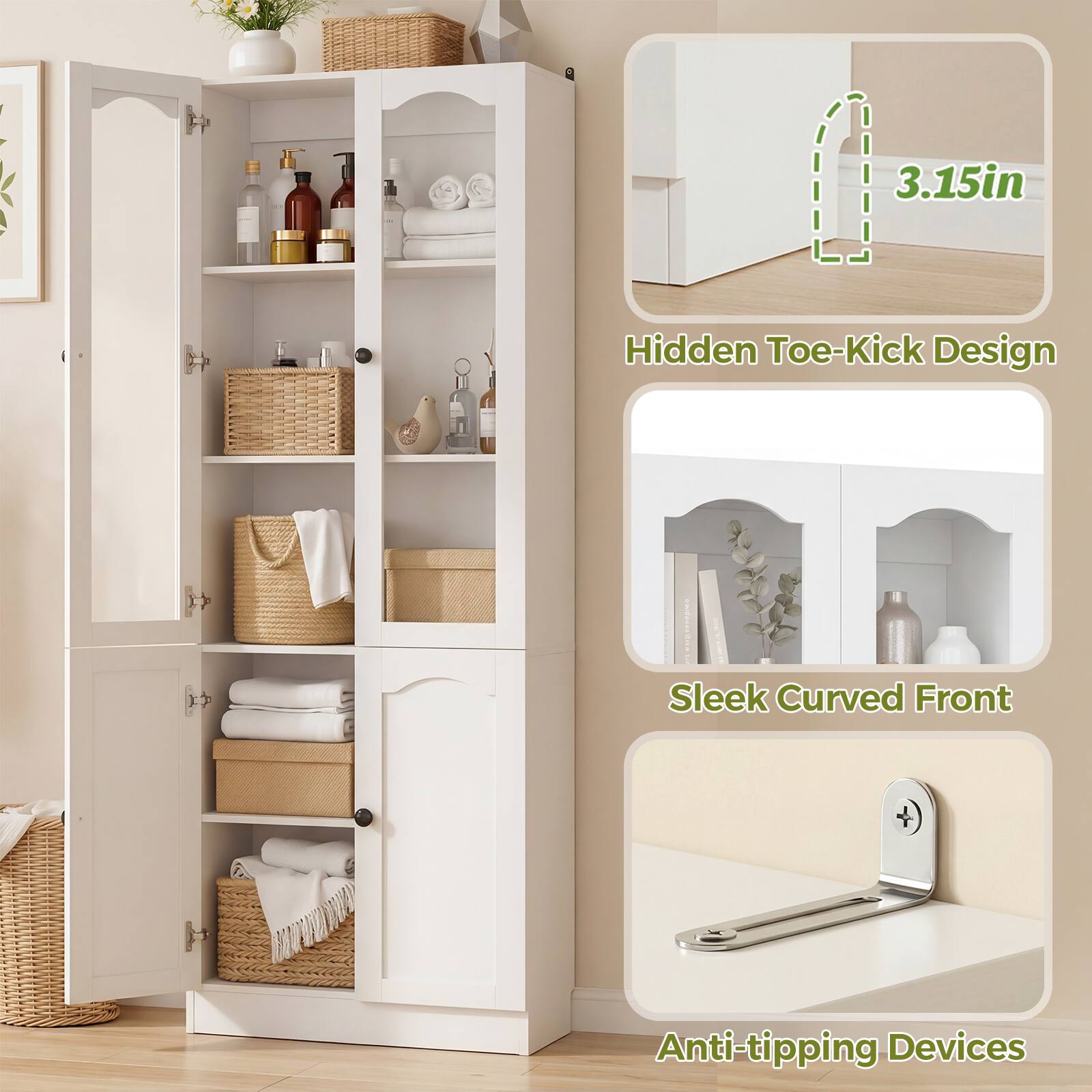 3.15in Hidden Toe-Kick Design  
Sleek Curved Front  
Anti-tipping Devices