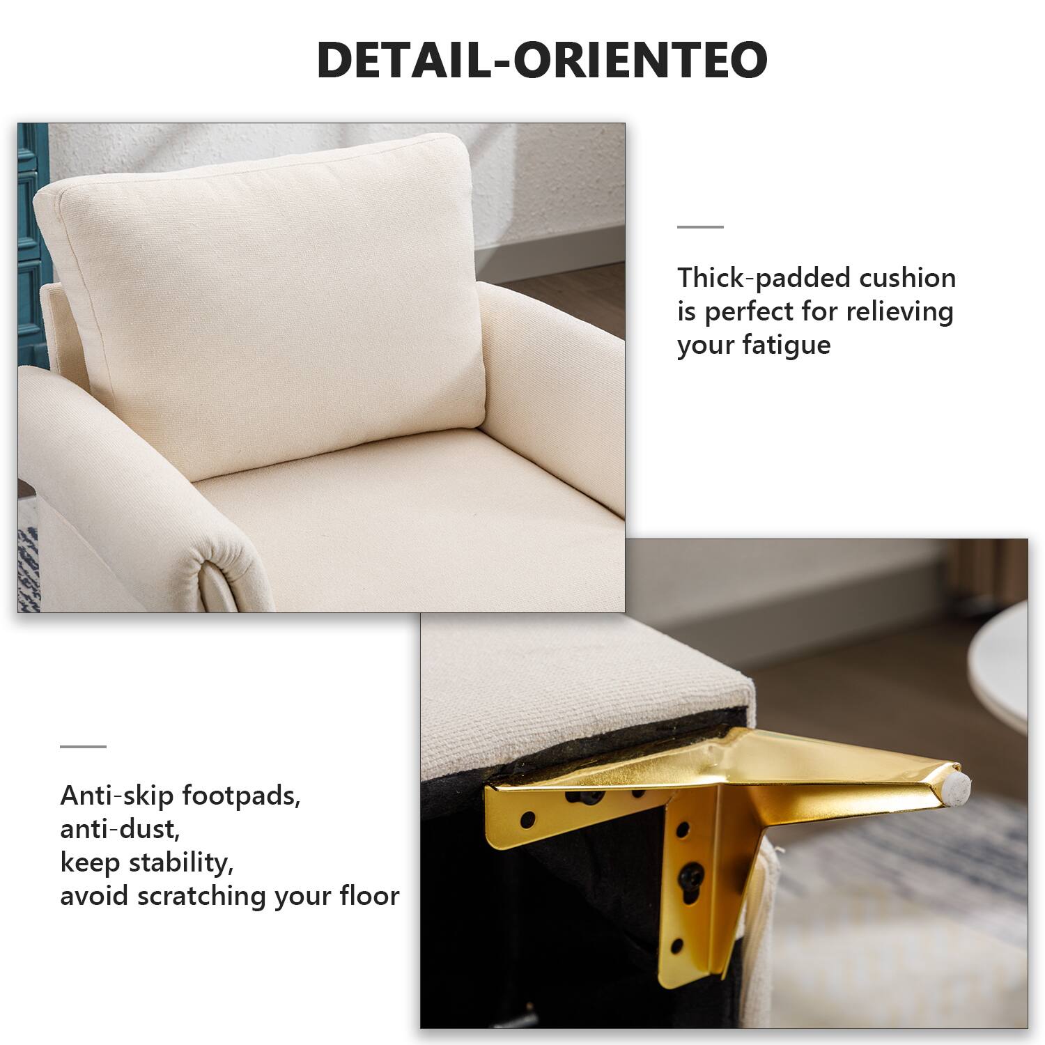 DETAIL-ORIENTEO - Thick-padded cushion is perfect for relieving your fatigue. Anti-skip footpads, anti-dust, keep stability, avoid scratching your floor.