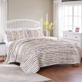 Greenland Home Fashions - Greenland Home Fashion Bella Ruffle Quilt And Pillow Sham Set - 2 - Piece - Twin 68x86" - Multi
