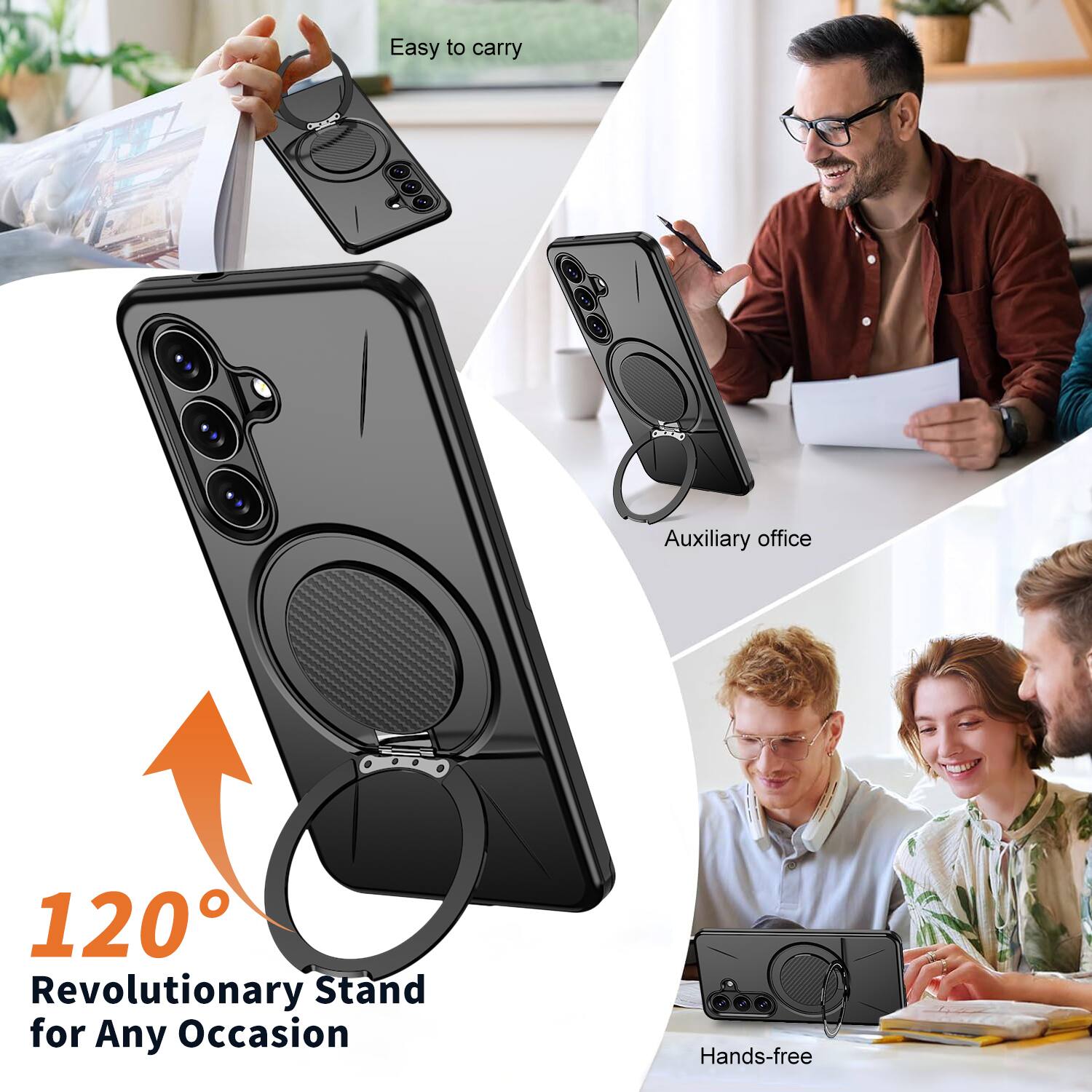 Easy to carry  
Auxiliary office  
120° Revolutionary Stand for Any Occasion  
Hands-free