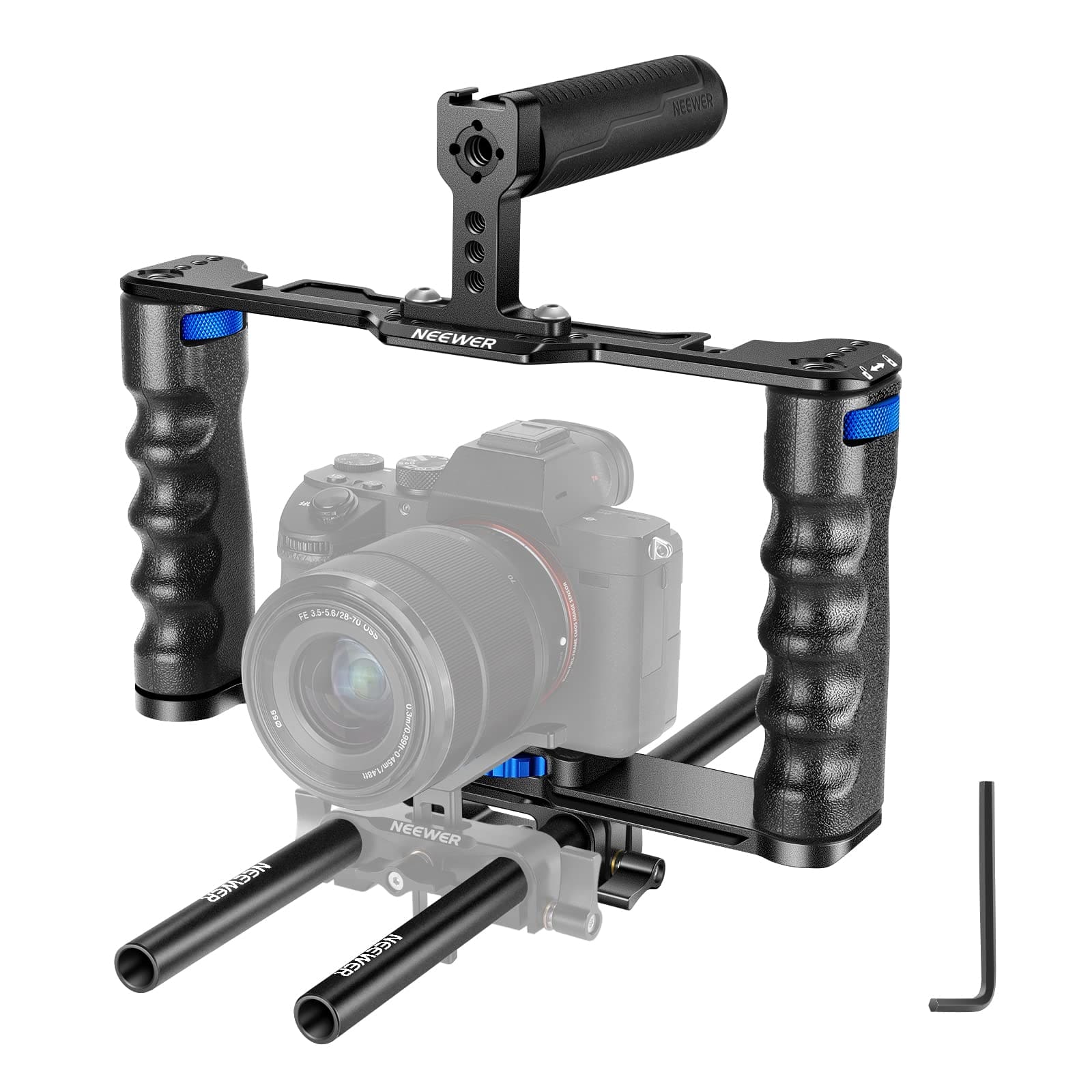 Neewer - Aluminum Camera Cage with Top Handle & Dual Grips, Arca Base, VS10 - Black