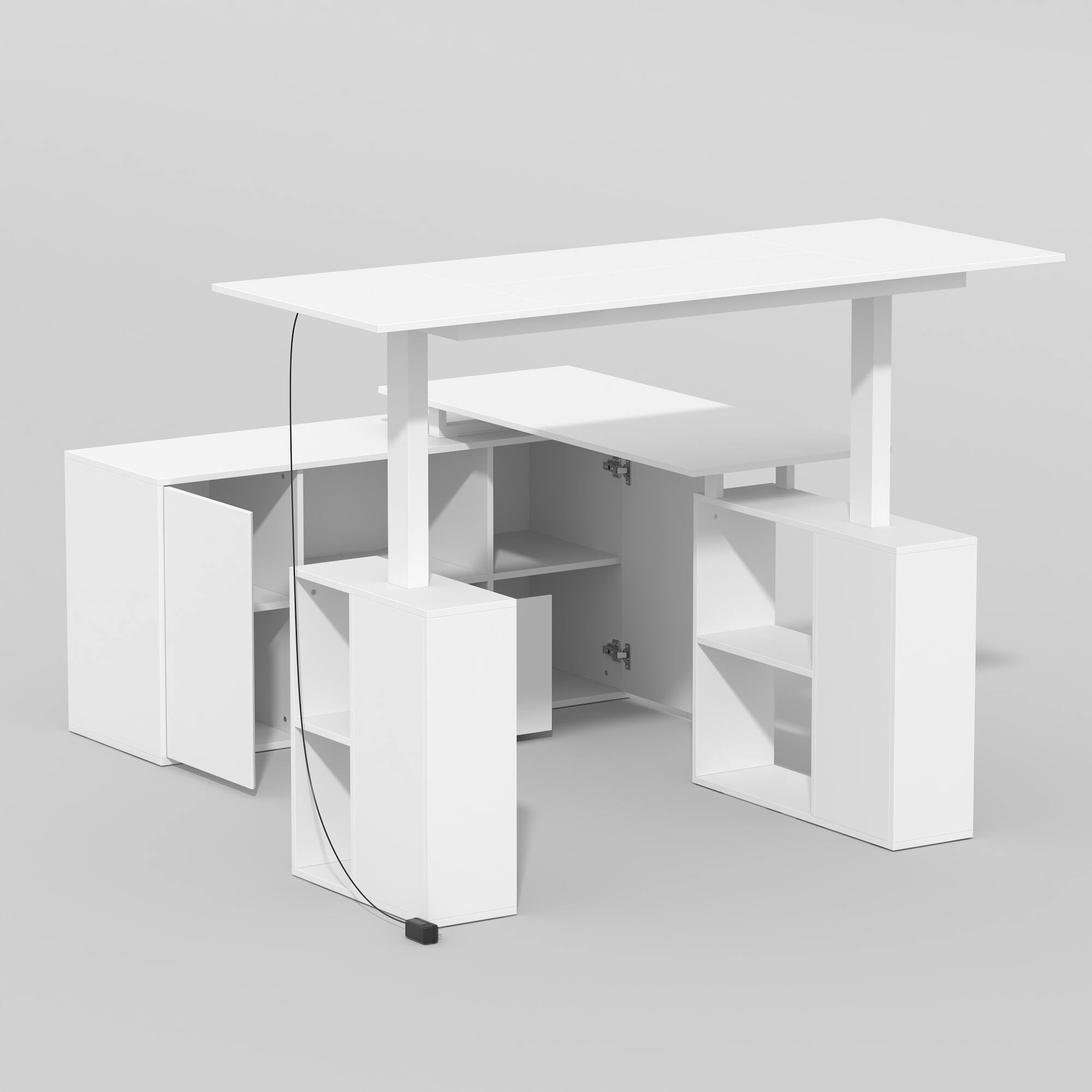 Alt View 9. Famapy - Famapy L - Shaped Electric Standing Desk: Adjustable, Modular & Organized Home Office Desk - White.