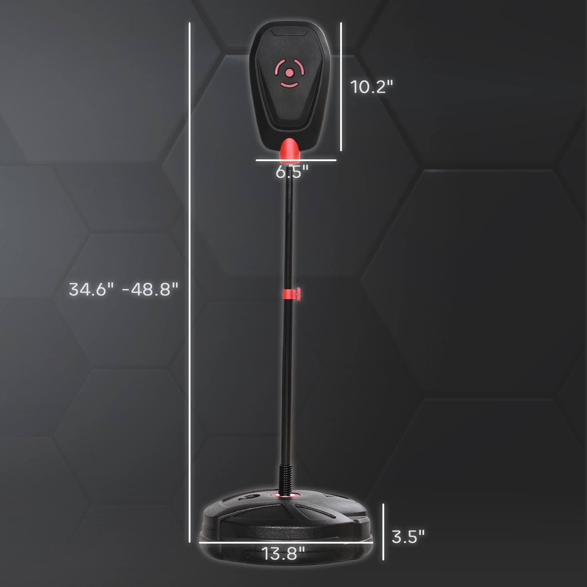 10.2"  
6.5"  
34.6" - 48.8"  
13.8"  
3.5"