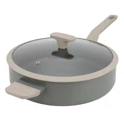 Front. Oster - Oster Ambrose 4.5 Quart Nonstick Aluminum Saute Pan with Lid in Matte Grey - Grey.