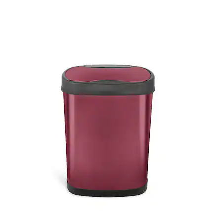 Front. Nine Stars - Oval Motion Sensor Trash Can 3.9 Gallon.