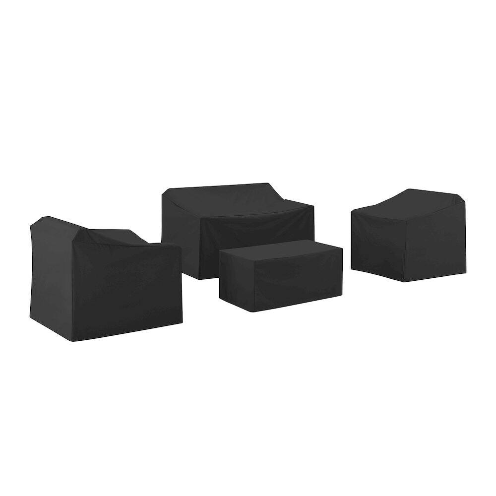 Back. Crosley Furniture - 4Pc Outdoor Furniture Cover Set - Loveseat - Black.