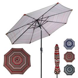Sunnydaze - 9 ft Aluminum Patio Umbrella with Tilt and Crank - Awning Stripe