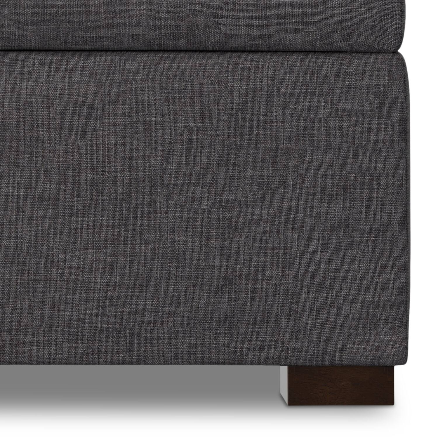 Alt View 6. Simpli Home - Gabbie 36 inch Wide Square Coffee Table Storage Ottoman in Slate Grey Polyester Linen - Slate Grey.