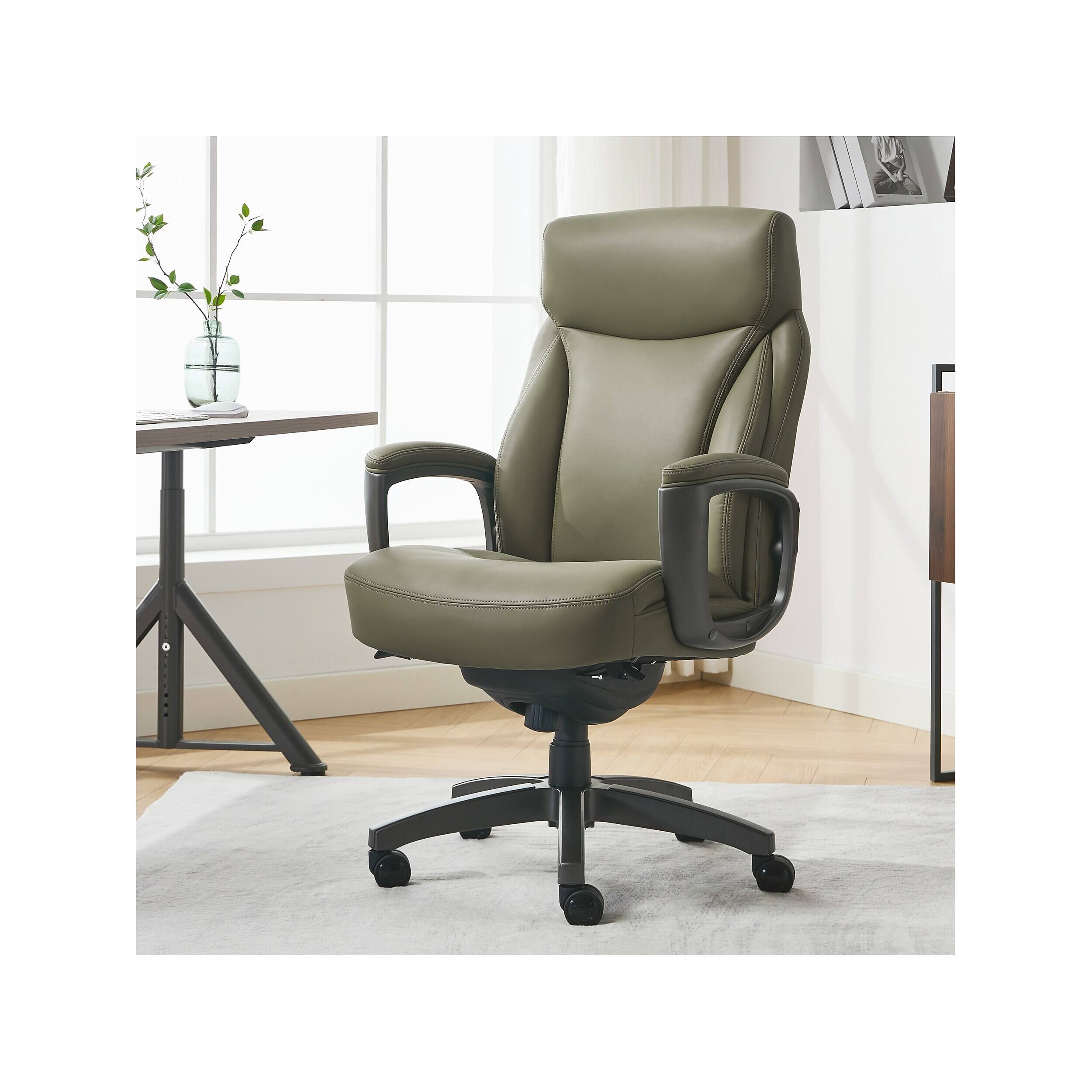 Alt View 1. La-Z-Boy - Arcadian Ergonomic Bonded Leather Swivel Executive Chair, Olive (60008-OLV) - Olive.