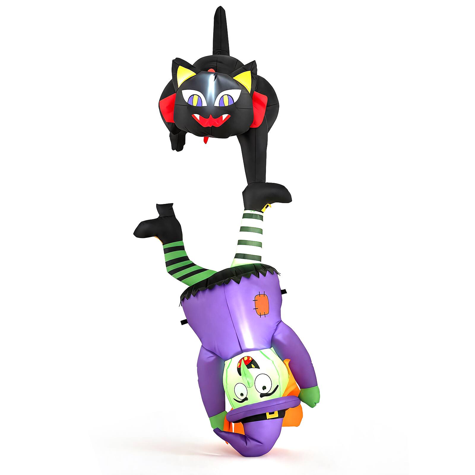 Alt View 9. Costway - Costway 6.2 FT Halloween Blow Up Decorations with LED Lights, Weather-resistant for Party - Black + Green + Purple.