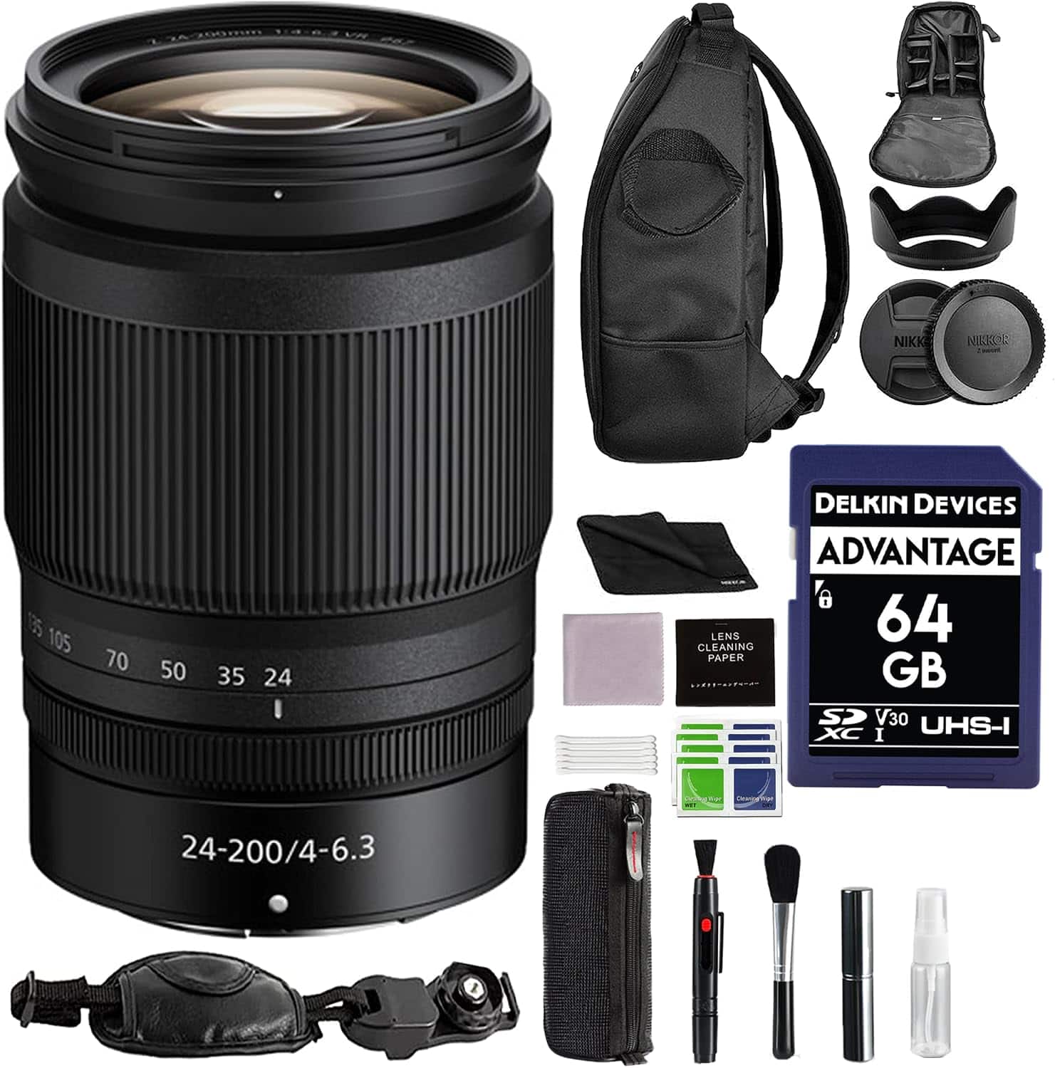 NIKKOR Z 24-200mm f/4-6.3 Compact Telephoto Zoom Lens w/  Advanced Accessory Bundle | 20092 | Nikon Z Lenses - Black