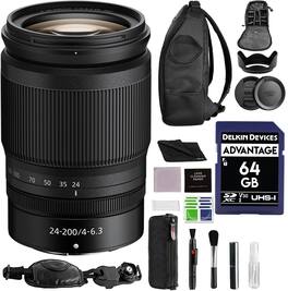 NIKKOR Z 24-200mm f/4-6.3 Compact Telephoto Zoom Lens w/ Advanced Accessory Bundle | 20092 | Nikon Z Lenses - Black