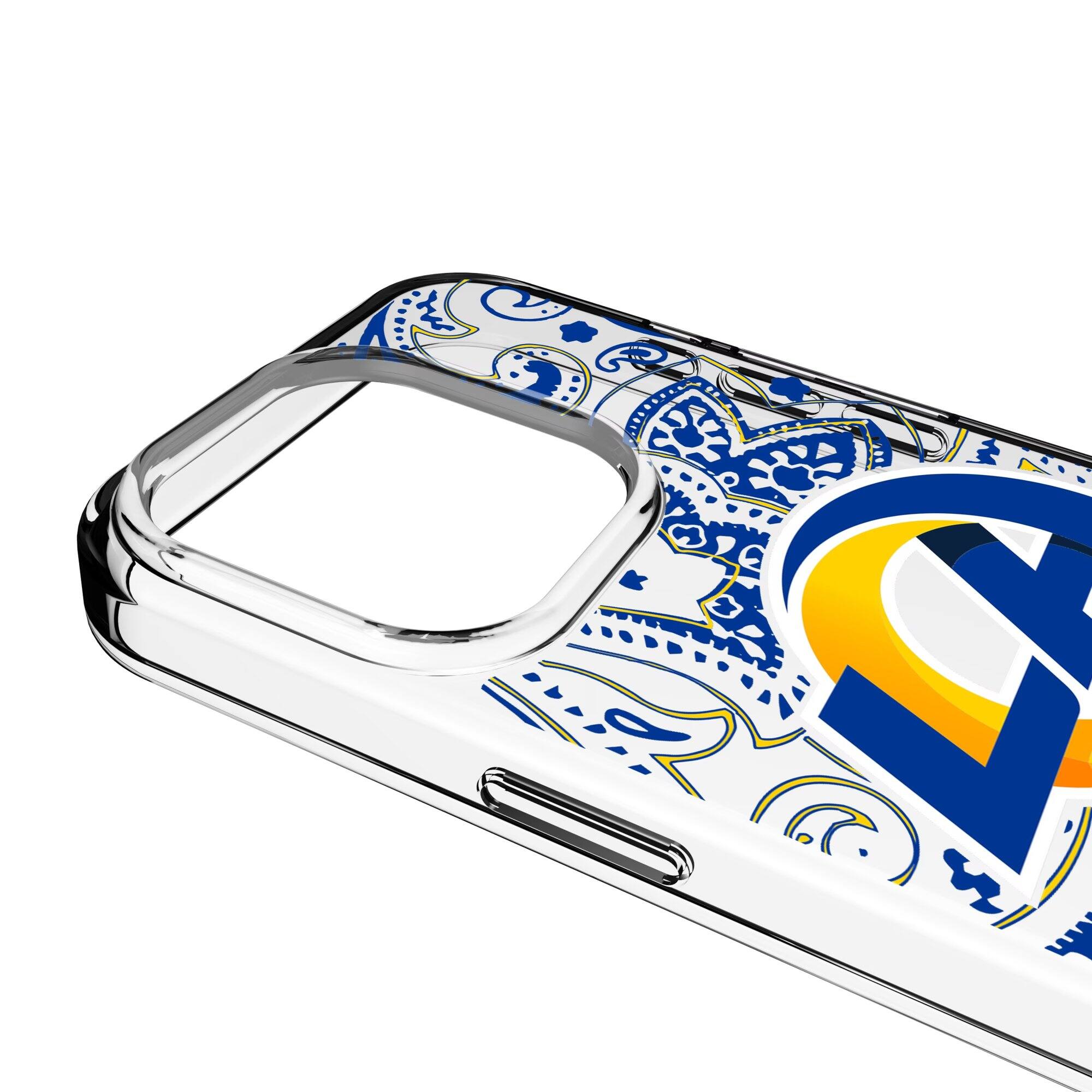 Alt View 2. Keyscaper - Los Angeles Rams iPhone Clear Paisley Design Case - 15 - Multicolor.