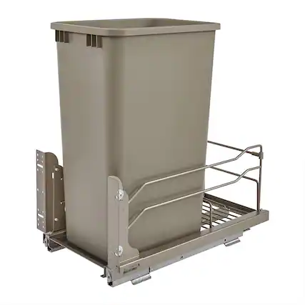 Front. Rev-A-Shelf - Rev-A-Shelf Pullout Kitchen Trash Can 50 qt. with Soft-close, 53WC-1550SCDM-112 - Champagne.