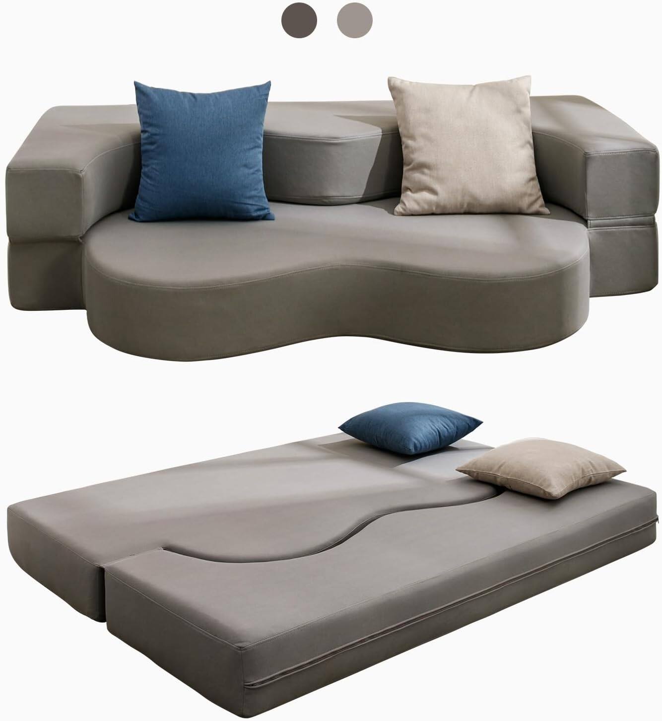 Alt View 5. Circus Cirle - Queen Size Floding Sofa Bed - Light Gray.