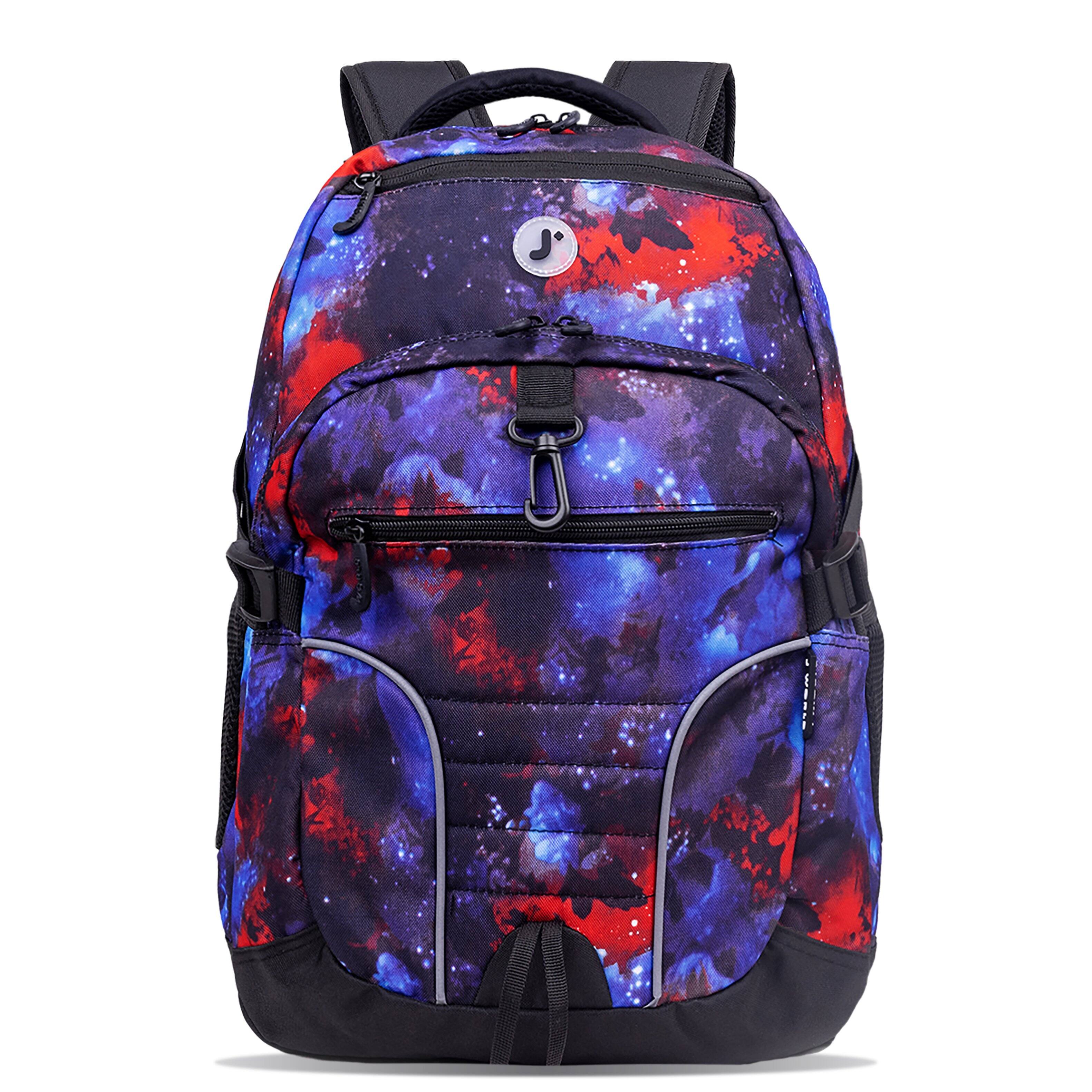 Front. J World - J World Boys and Girls Atom 18.5" Multi-Compartment Laptop Backpack for School and Travel, Galaxy - GALAXY.