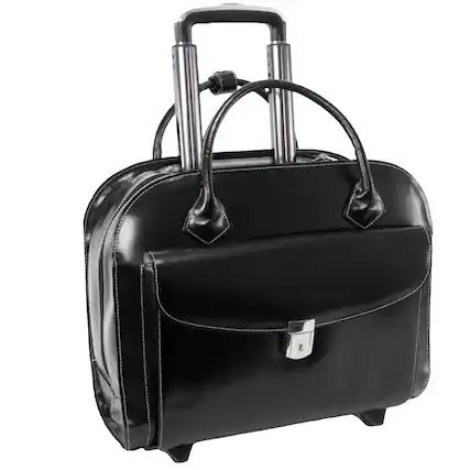 Front. McKleinUSA - Laptop Briefcase Wheeled Roller Case Granville 15.4-inch Notebook Leather ABS Shell - Black.