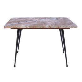 Manhattan Lane - Taro Cocktail Table | 24 Inch Square Marble Top | Indoor & Outdoor Patio Table | Black Metal Legs - Taupe Brown, Black