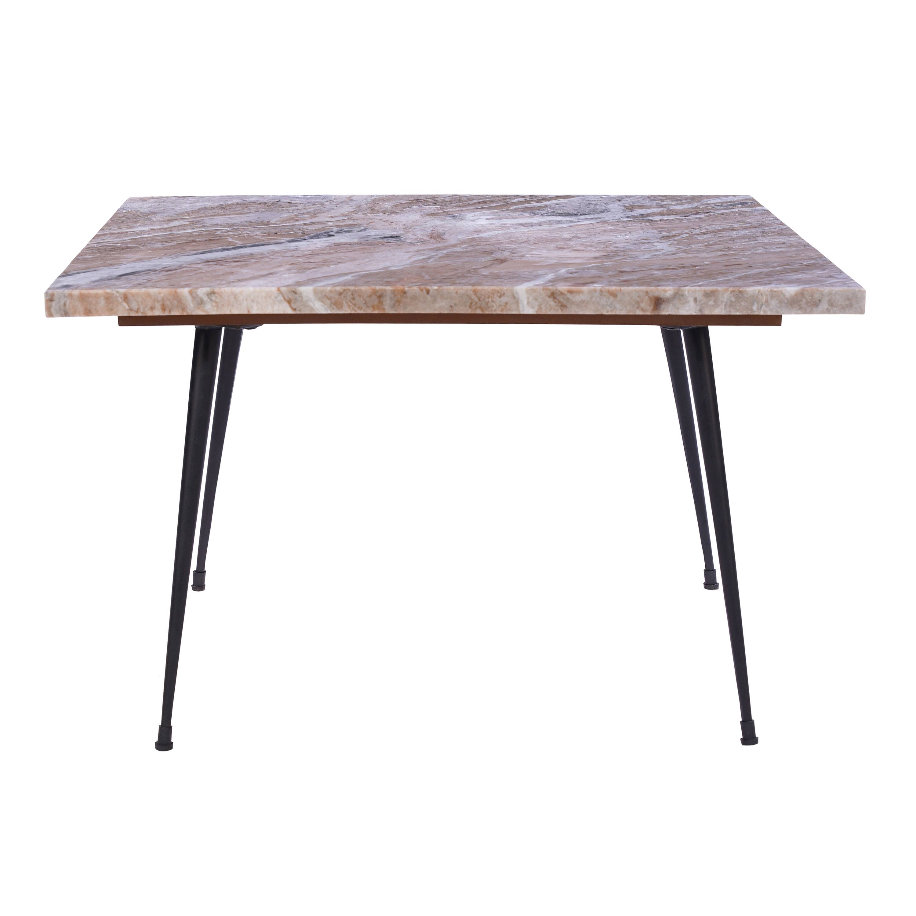 Front. Manhattan Lane - Taro Coffee Table | 24 Inch Square Taupe Brown Real Marble Top | Black Metal Legs - Taupe Brown, Black.