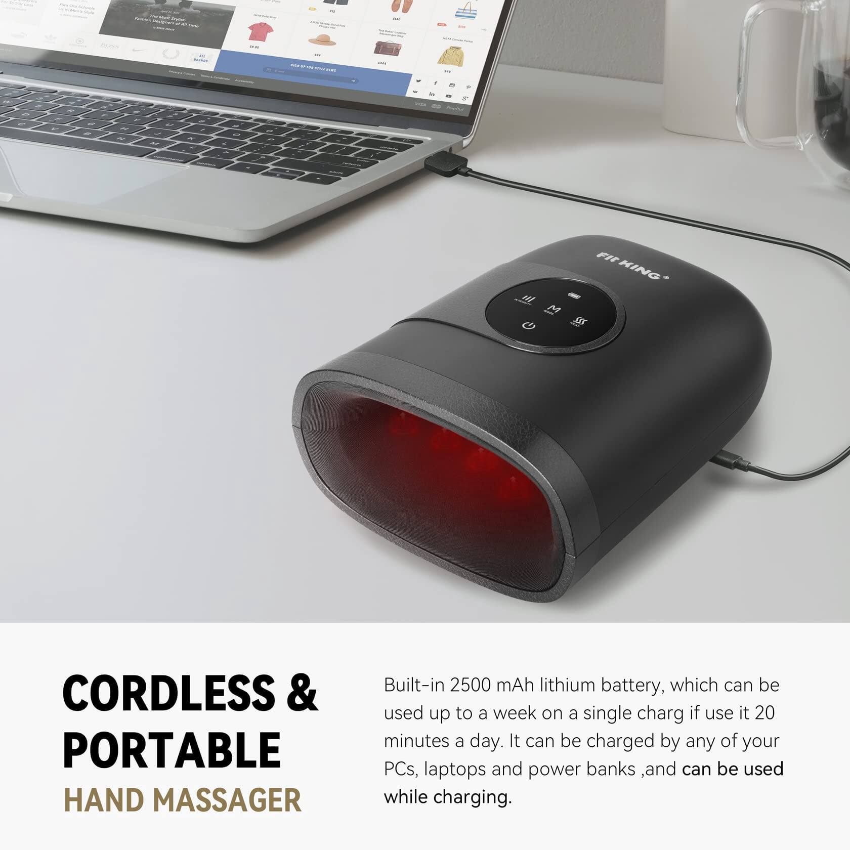 RayOna sovie

The BUM Twitter: Designers StyOub M Thile

en

5/4 TV son

TIM

3 F e G e

R F by

8 r a 8

8 r  ~

U J 

2  N 

" 8 

2 

f 

/
100

PepPer

Wilne

111

M

Fit KING

CORDLESS & PORTABLE HAND MASSAGER

Built-in 2500 mAh lithium battery, which can be used up to a week on a single charge if use it 20 minutes a day. It can be charged by any of your PCs, laptops and power banks, and can be used while charging.