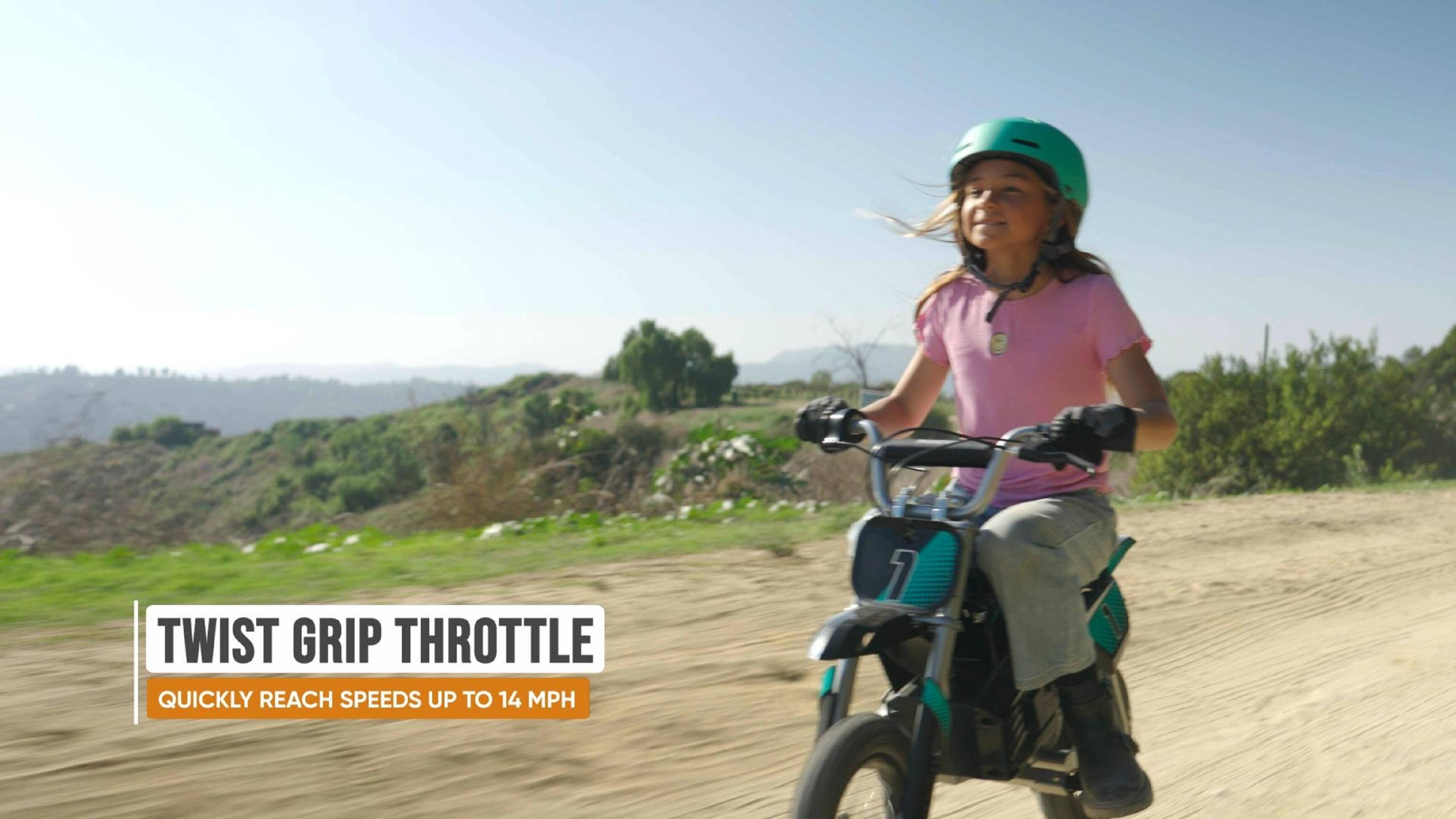 TWIST GRIP THROTTLE QUICKLY REACH SPEEDS UP TO 14 MPH