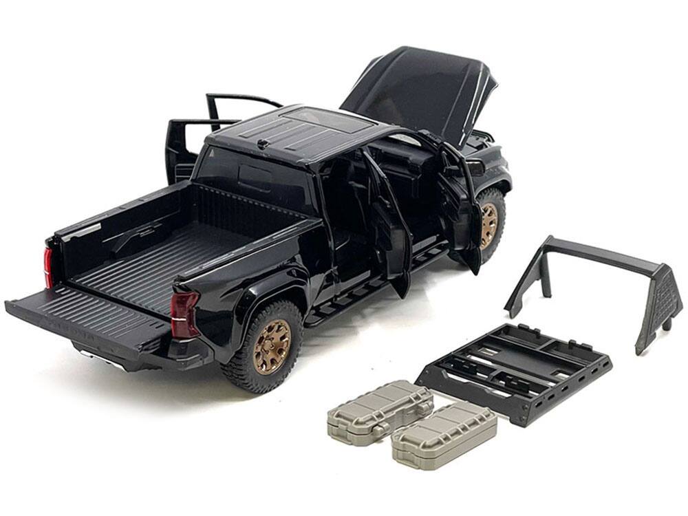 Alt View 3. Mijo Exclusives - 2024 Toyota Tacoma Trailhunter Edition Pickup Truck Black 1/24 Diecast Model Car.