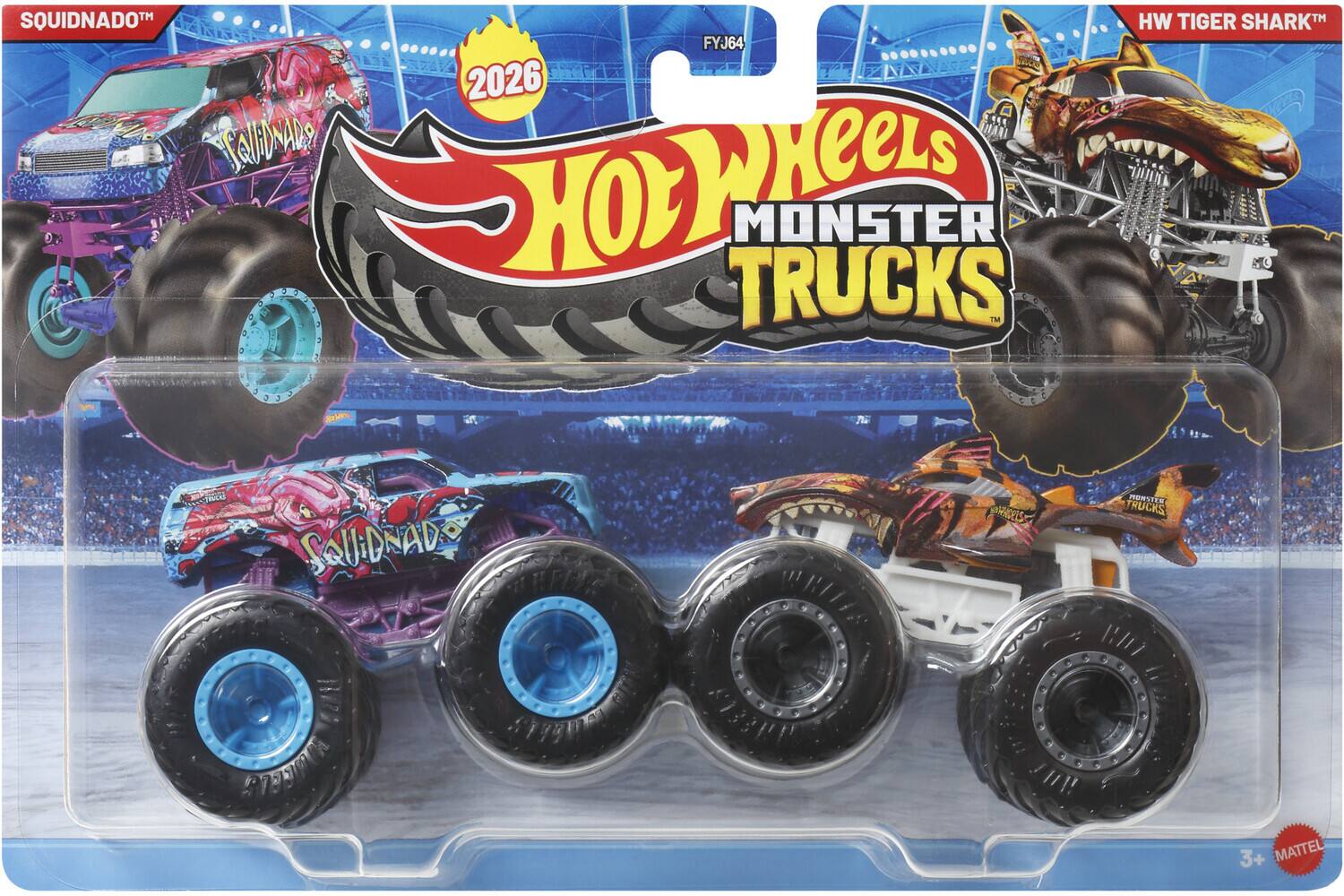 SQUIDNADO™ FYJ64 2026 Hot Wheels MONSTER TRUCKS HW TIGER SHARK™ 3 SQUIDNADO DES MUMYTER TRUCKS 3+ MATTEL