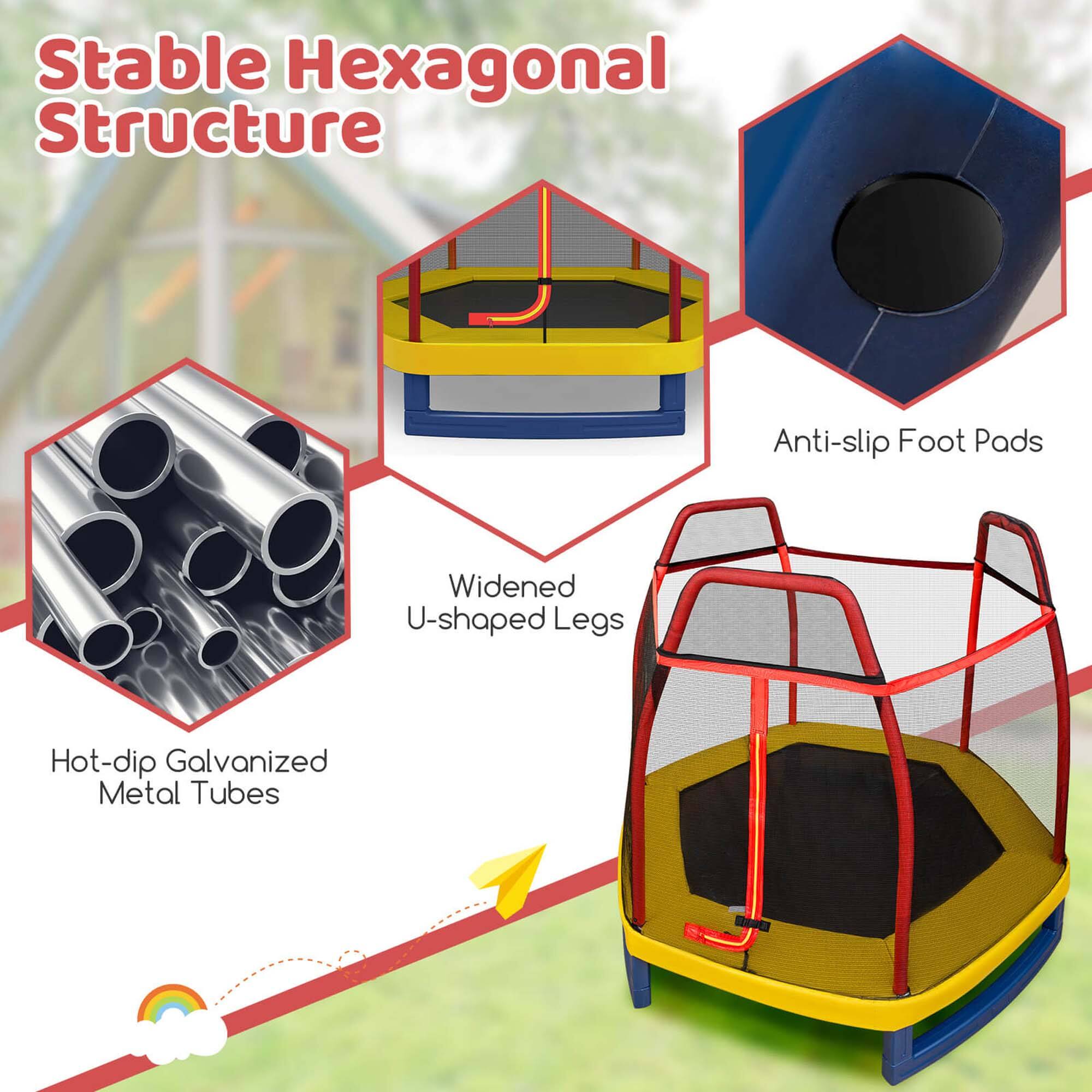 Stable Hexagonal Structure

- Hot-dip Galvanized Metal Tubes
- Widened U-shaped Legs
- Anti-slip Foot Pads