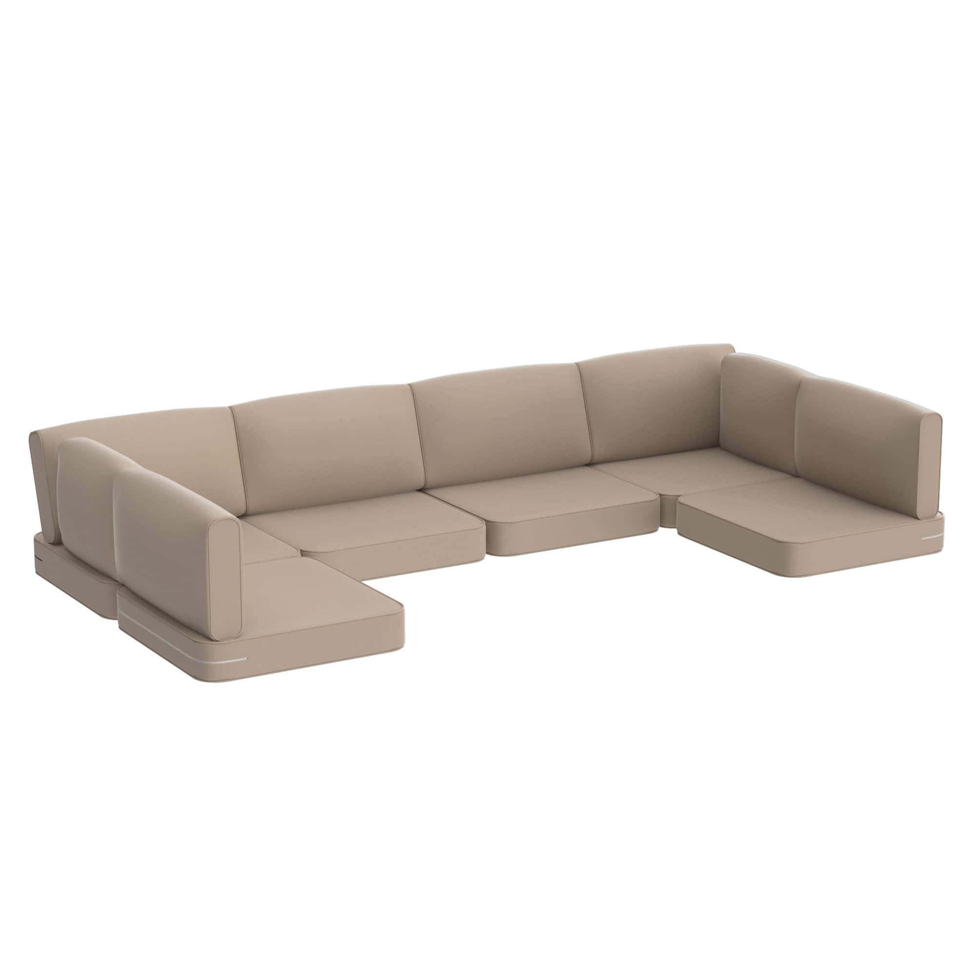 RYHNUYNE - 14-Piece Outdoor Patio Sofa Cushions, Seat Cushion with Zipper, Water-Resistant Patio Furniture Cushion - Beige