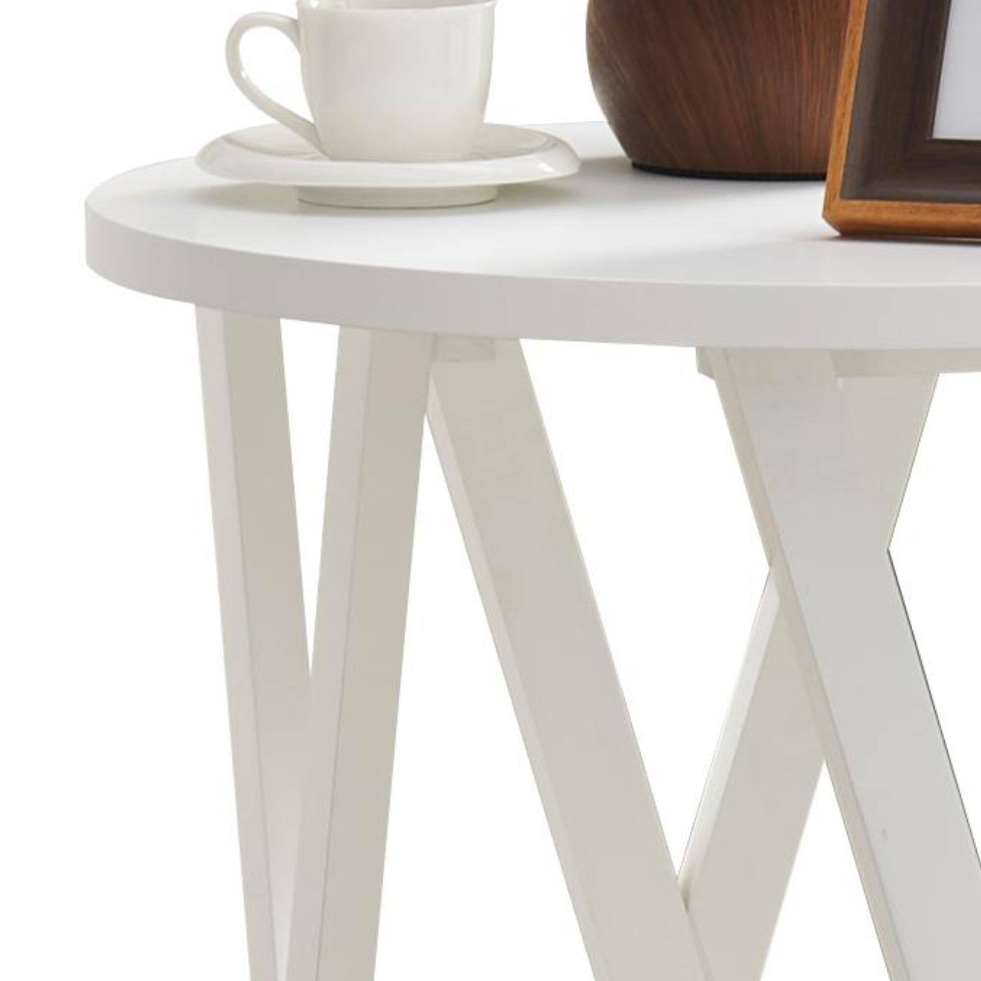 Back. Kings Brand Furniture - Kings Brand Furniture Emma Side End Table - Modern Round Farmhouse Accent Table - White.