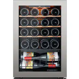 Ca'Lefort - Wine Fridge 20 Bottle Mini Wine Cooler Refrigerator 3 color LED Freestanding Wine Cellar with Glass Door - Black