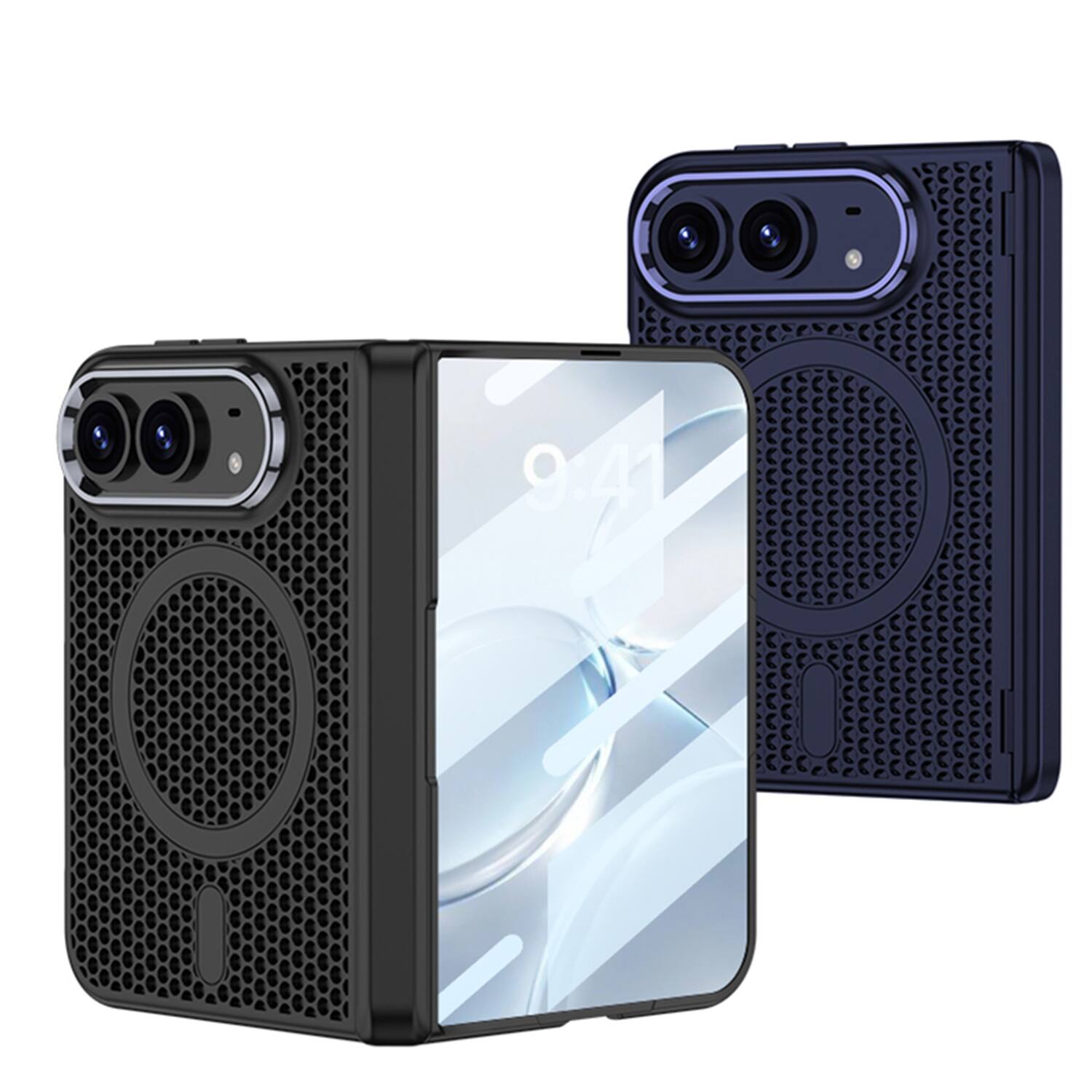 Back. Dteck - for Apple iPhone Duo Heat Dissipation Case with Built-in Screen Protector & Hinge Protection,Slim Hard PC Phone Shell - Silver.