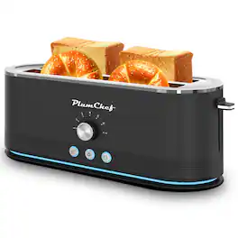 Akoasm - 4-Slice Toaster, 7 Browning Settings with Defrost/Reheat Functions, 1400W, Anti-Fingerprint Anti-Jam - Stainless Steel - Black