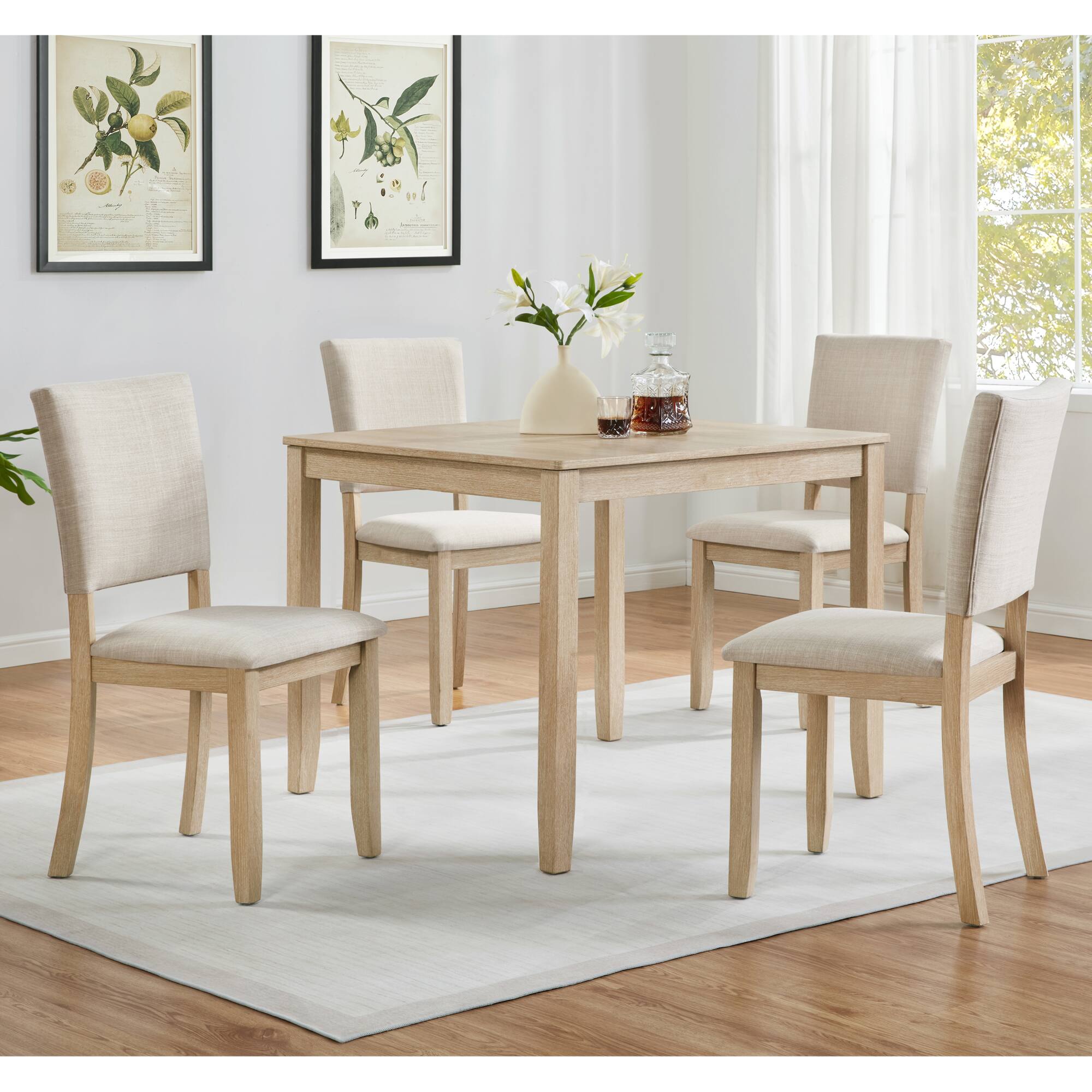 APRILSOUL Modern 4 Person Dining Table Set with 4 Chairs Dining Table ...