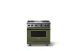 Viking - 5.1 Cu. Ft. 36"W Freestanding LP Gas Sealed 4 Burner Range with Griddle - Martini