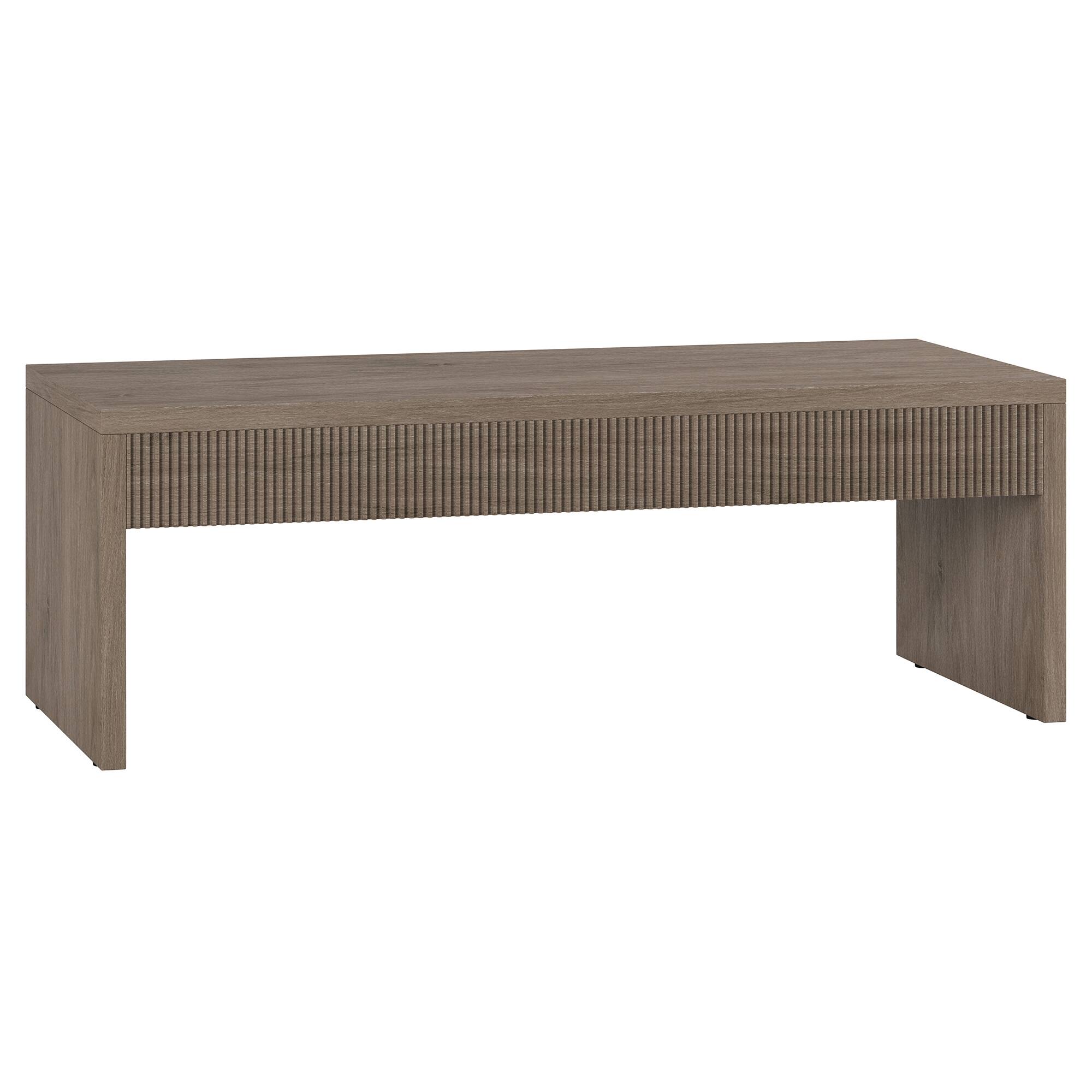 Front. Hudson&Canal - Lawrence 48" Wide Rectangular Fluted Coffee Table - Gray.
