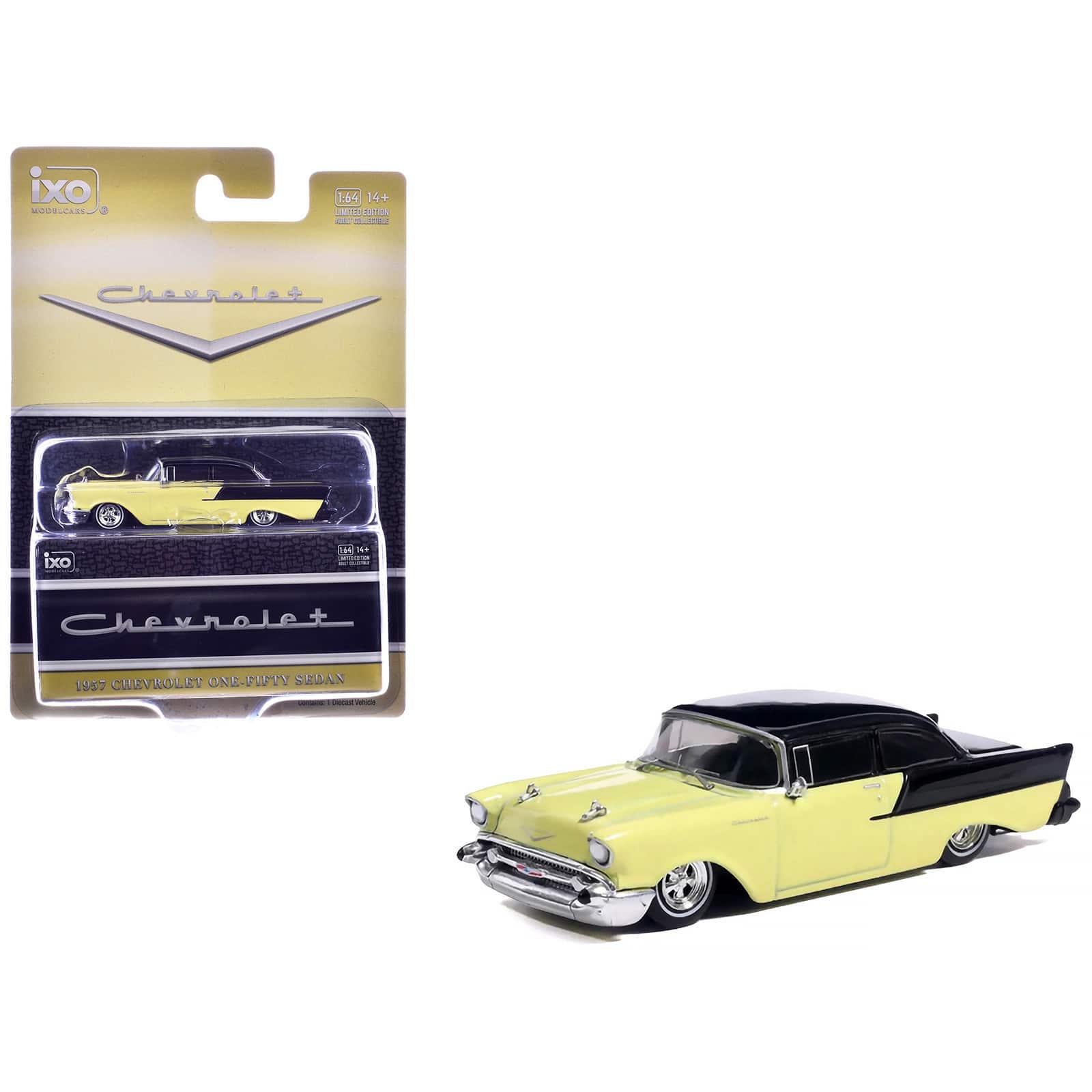 1957 Chevrolet One-Fifty Lowered Colonial Cream and Onyx Black 1/64 Diecast Model Car by IXO Models price history on PriceWatchPro