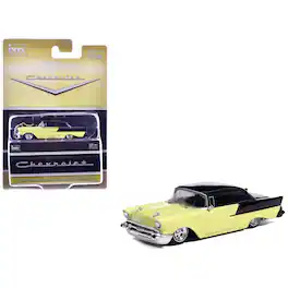 1957 Chevrolet One-Fifty Lowered Colonial Cream and Onyx Black 1/64 Diecast Model Car by IXO Models