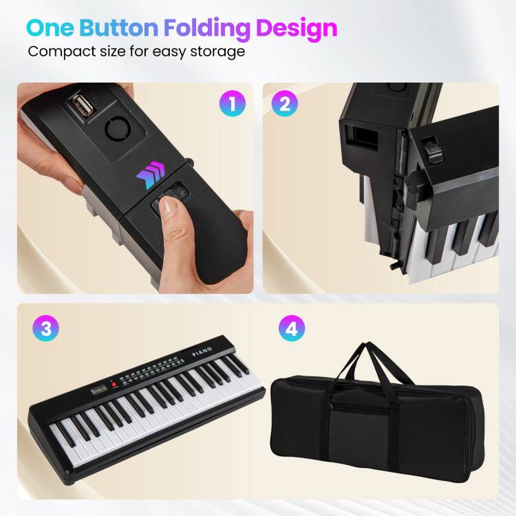 One Button Folding Design  
Compact size for easy storage  

1  
2  
3  
4