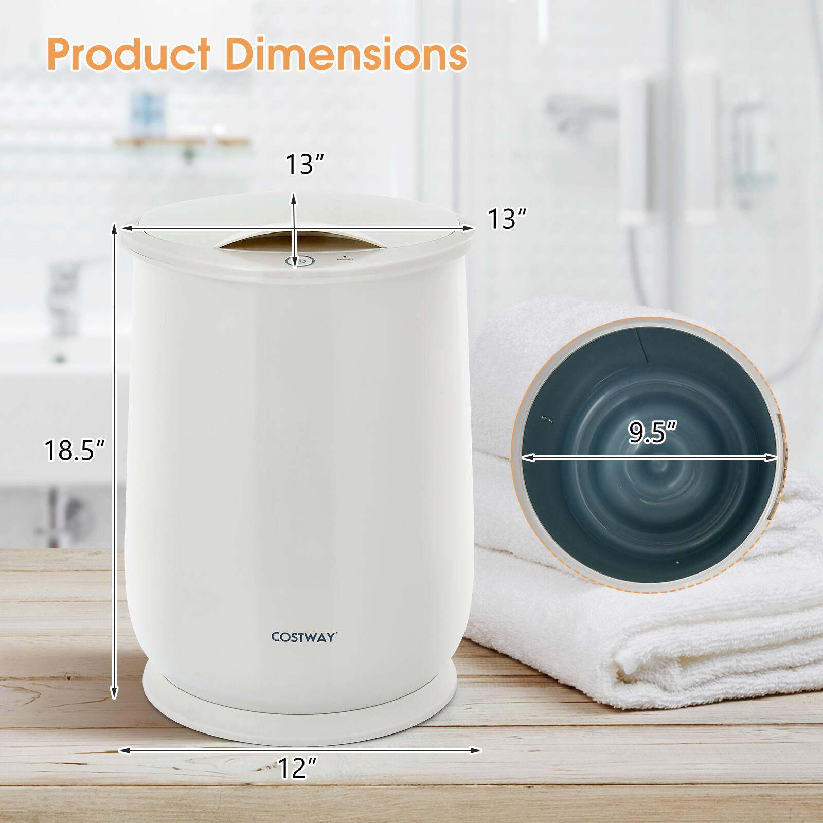 Product Dimensions

- Height: 18.5"
- Width: 13"
- Depth: 13"
- Base Diameter: 12"
- Interior Diameter: 9.5"