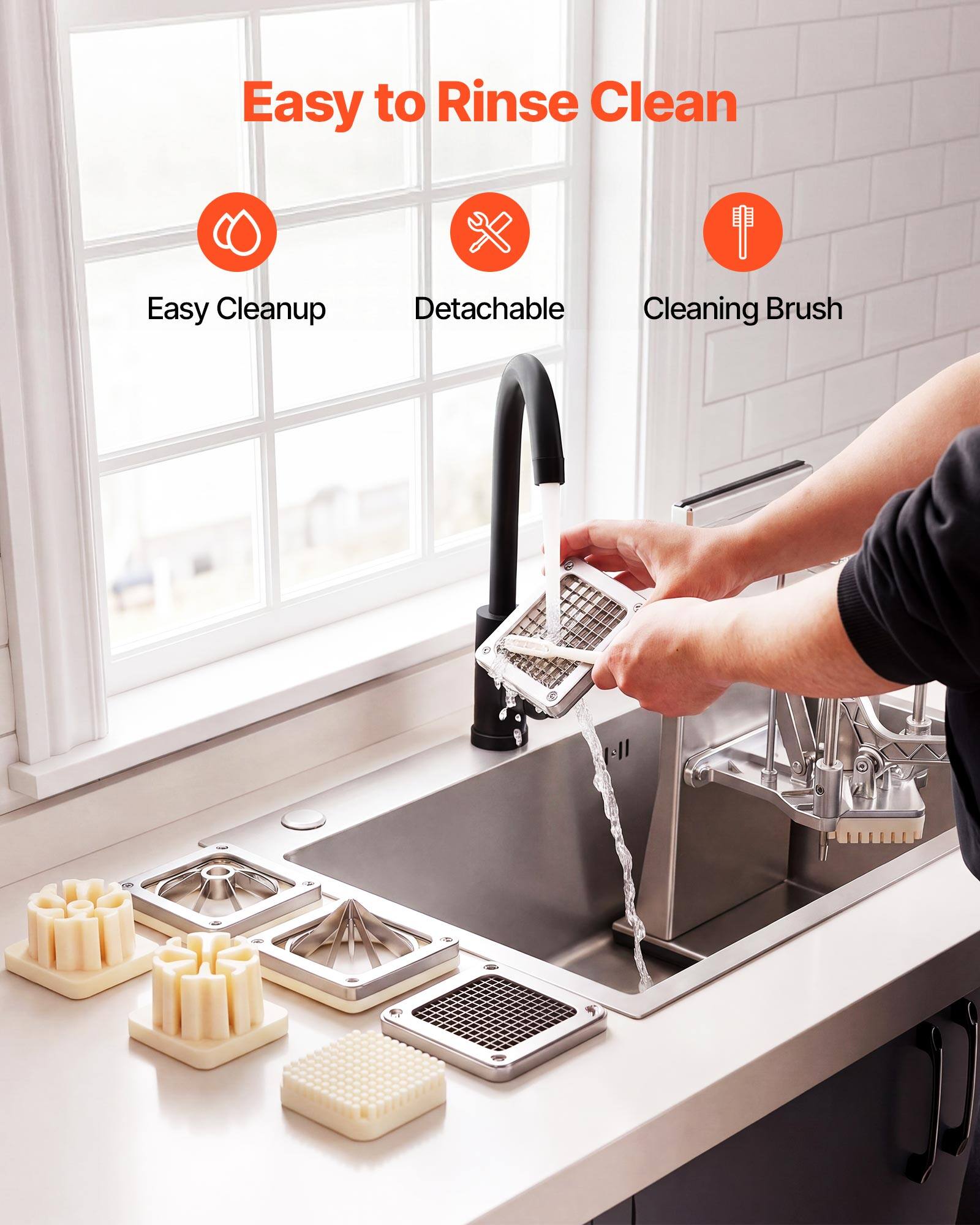 Easy to Rinse Clean  
Easy Cleanup  
Detachable  
Cleaning Brush