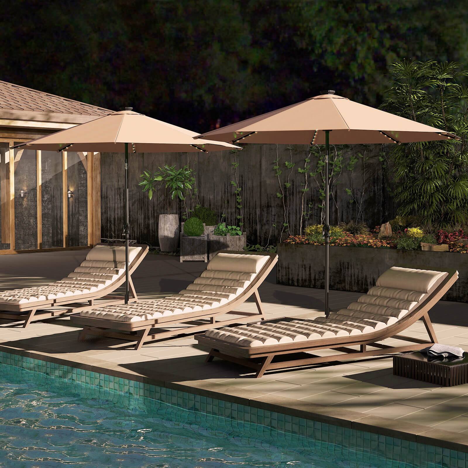 Alt View 3. Costway - Costway 10 FT Solar Patio Umbrella with 96 Multi-colored LED Lights & 9 Modes Vented Top - Brown.