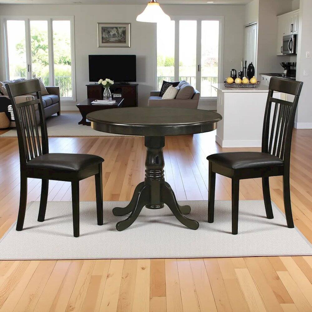 Alt View 2. FurniFact - Elegant 3-Piece Dining Table Set – High Top Table and Chairs - Cappuccino.