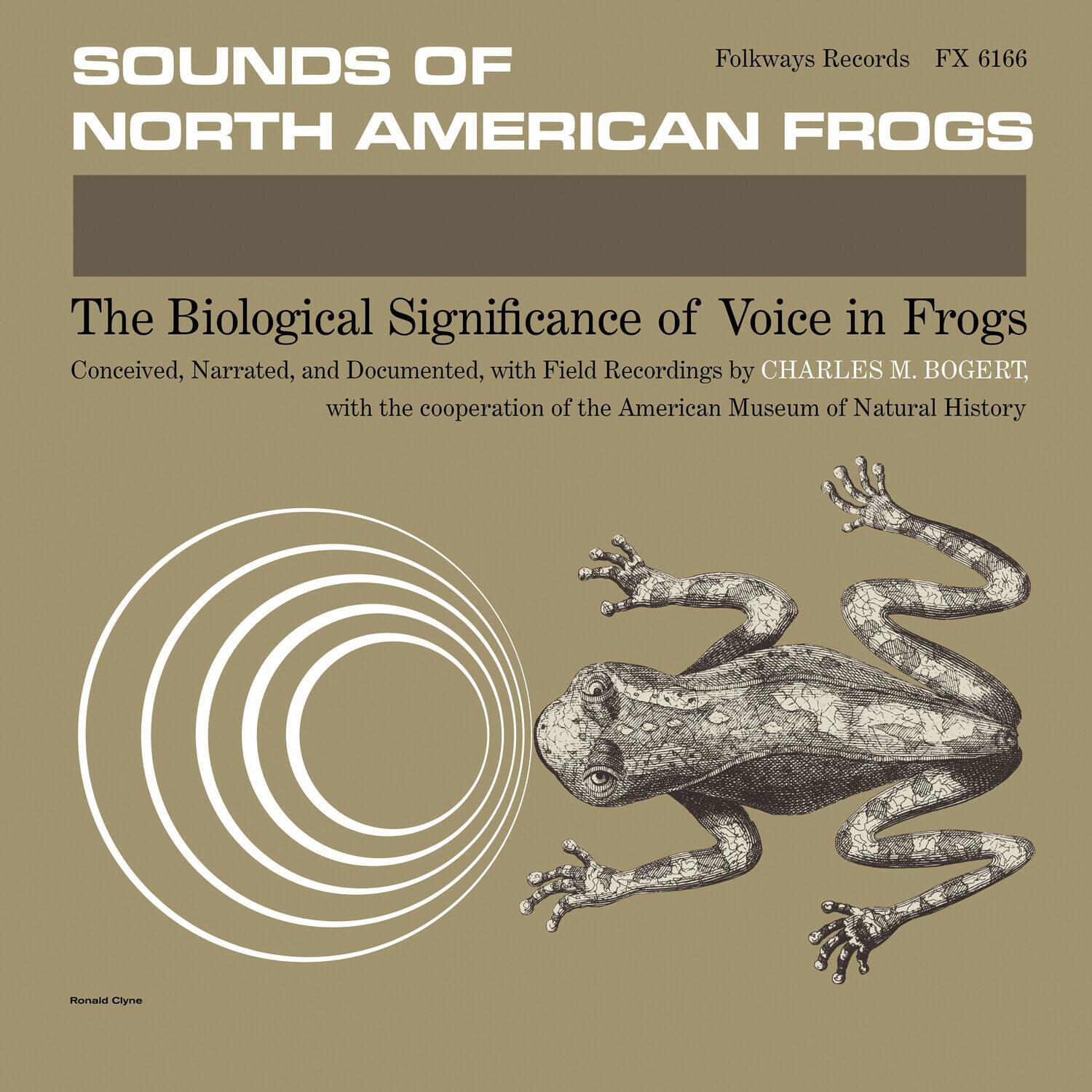SOUNDS OF  
NORTH AMERICAN FROGS

Folkways Records FX 6166

The Biological Significance of Voice in Frogs

Conceived, Narrated, and Documented, with Field Recordings by CHARLES M. BOGERT, with the cooperation of the American Museum of Natural History

Ronald Clyne