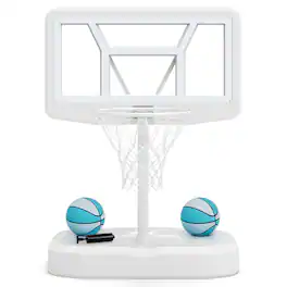 Costway - Outdoor Poolside Basketball Goal System with 42 Inches Shatterproof PC Backboard - White