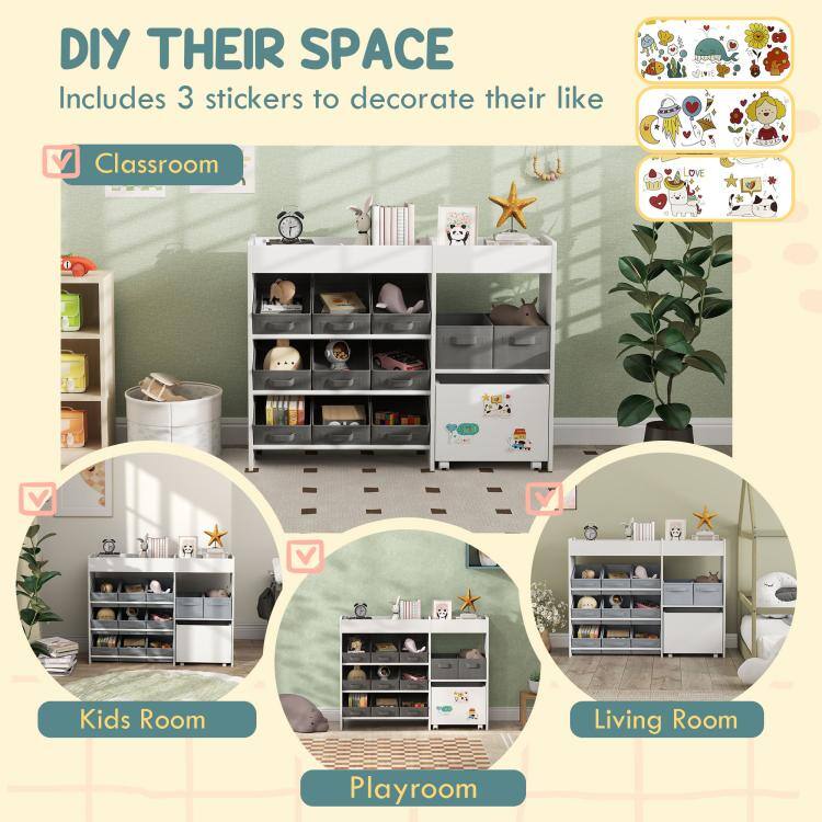 DIY THEIR SPACE  
Includes 3 stickers to decorate their like

- Classroom
- Kids Room
- Playroom
- Living Room